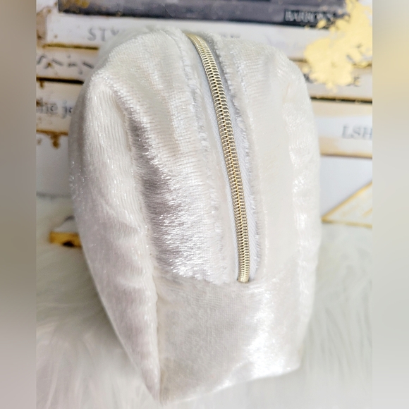 Christian Dior CD white glitter cosmetic pouch/clutch/bag large size rare Nwot - Picture 6 of 13